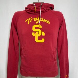USC Trojans NCAA Nike Red Funnel Neck Raglan Hoodie Sweatshirt Women's SMALL